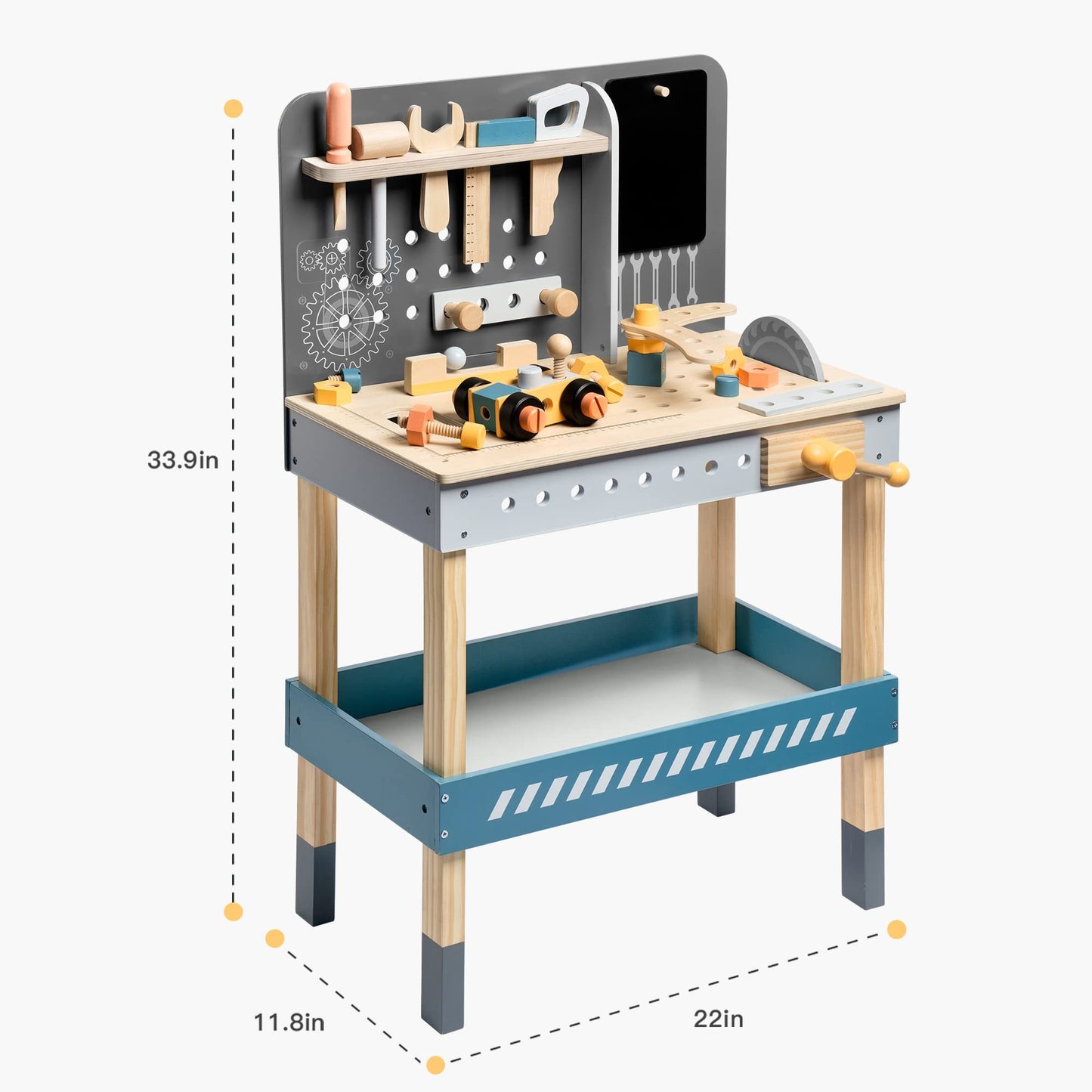 ROBOTIME Banc à outils en bois pour enfants, jouet, atelier, avec ensemble d'outils