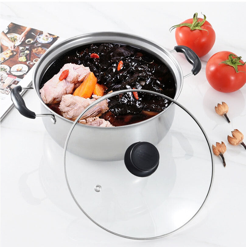 Lot de 5 casseroles en acier inoxydable, compatibles induction, idéales pour la cuisine quotidienne.