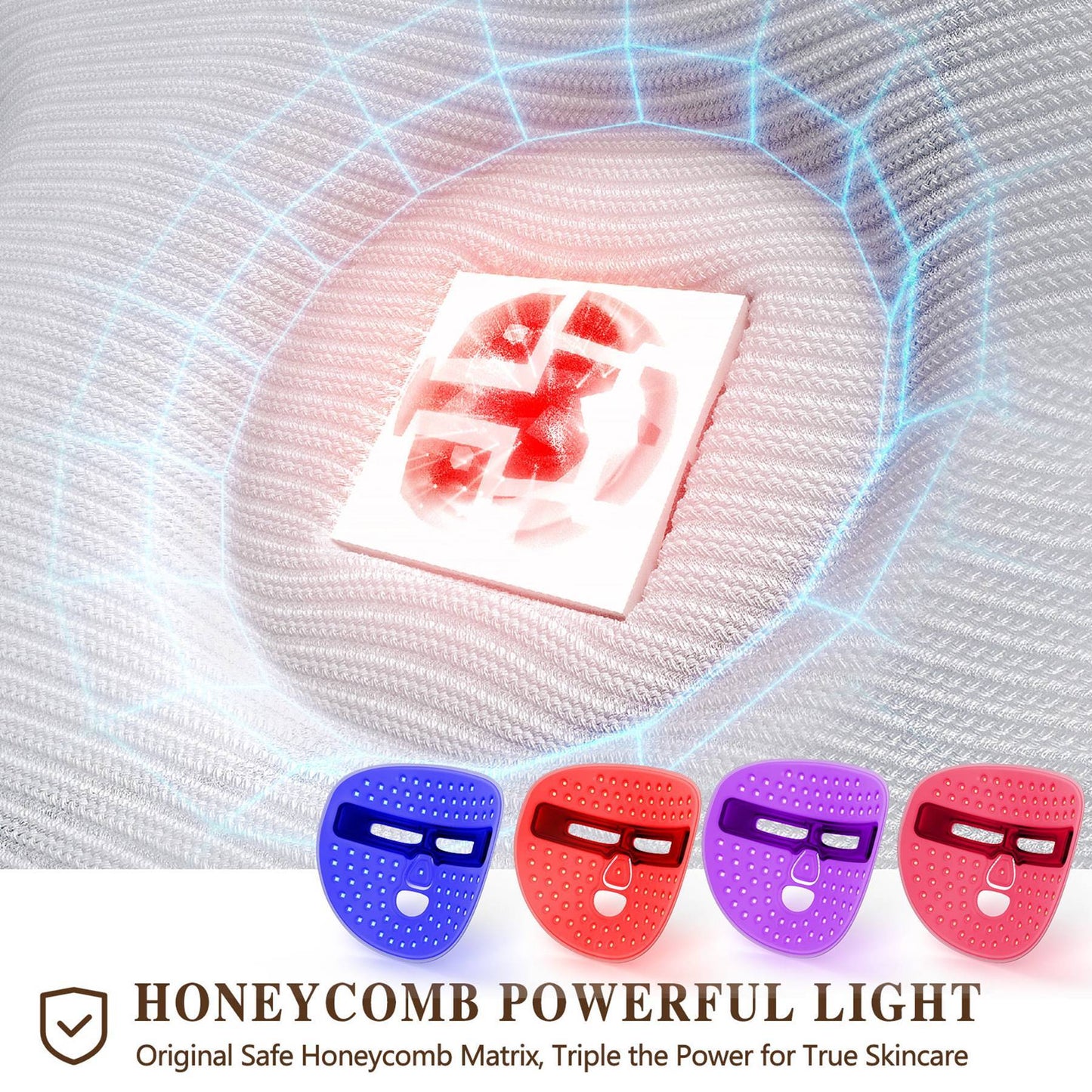 Masque de soin du visage à LED, masque de luminothérapie rouge pour le visage, pour la maison et les voyages