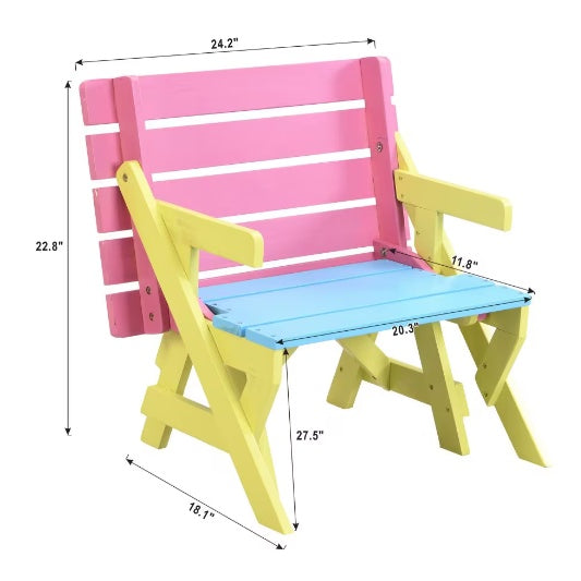 Fauteuil multifonctionnel pour enfant, table et 2 bancs