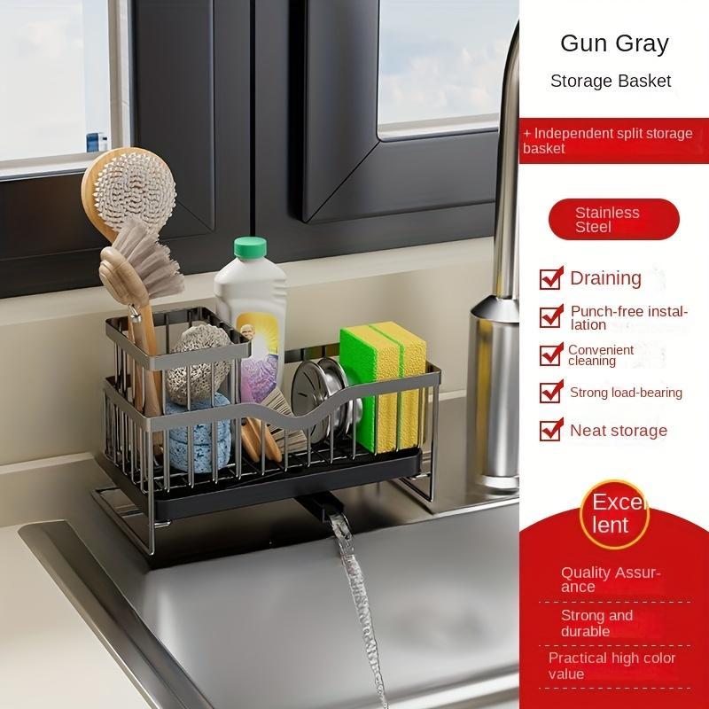 Étagère murale multifonction de cuisine – Support en acier carbone multi-niveaux pour produits de nettoyage