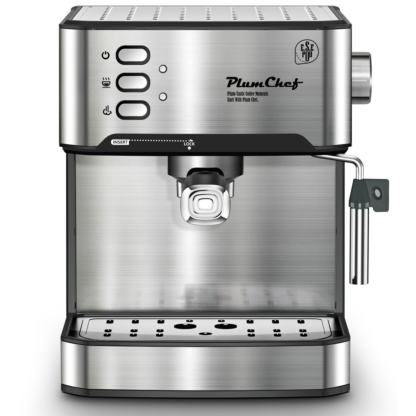 Machine à expresso professionnelle 20 bars avec mousseur à lait, compatible simple et double expresso ainsi que dosettes ESE.