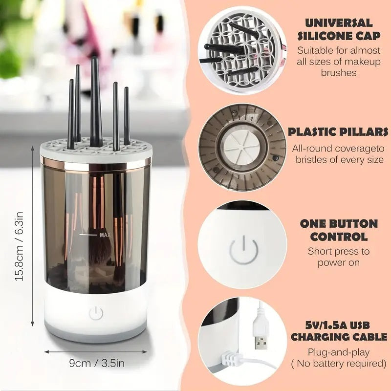 Nettoyeur de pinceaux de maquillage, machine à laver rotative automatique, portable, électrique, pour pinceaux de maquillage
