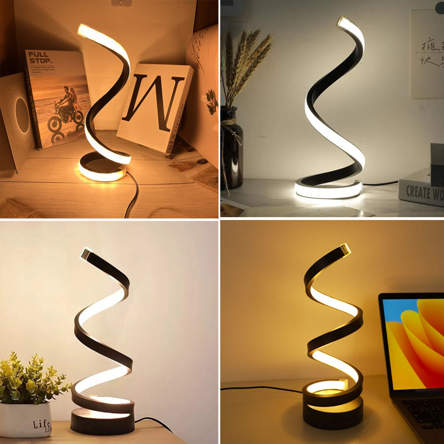 Veilleuse LED spirale créative à prise USB, intensité variable, 3 couleurs réglables, pour salon, bureau, table, chambre à coucher, chevet, décoration