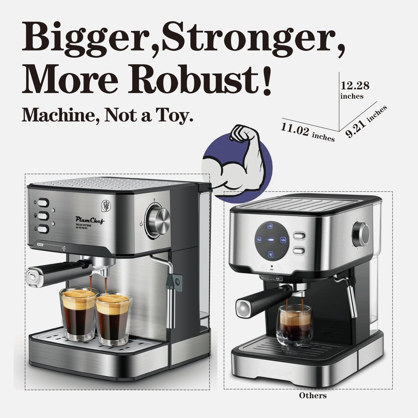 Machine à expresso professionnelle 20 bars avec mousseur à lait, compatible simple et double expresso ainsi que dosettes ESE.