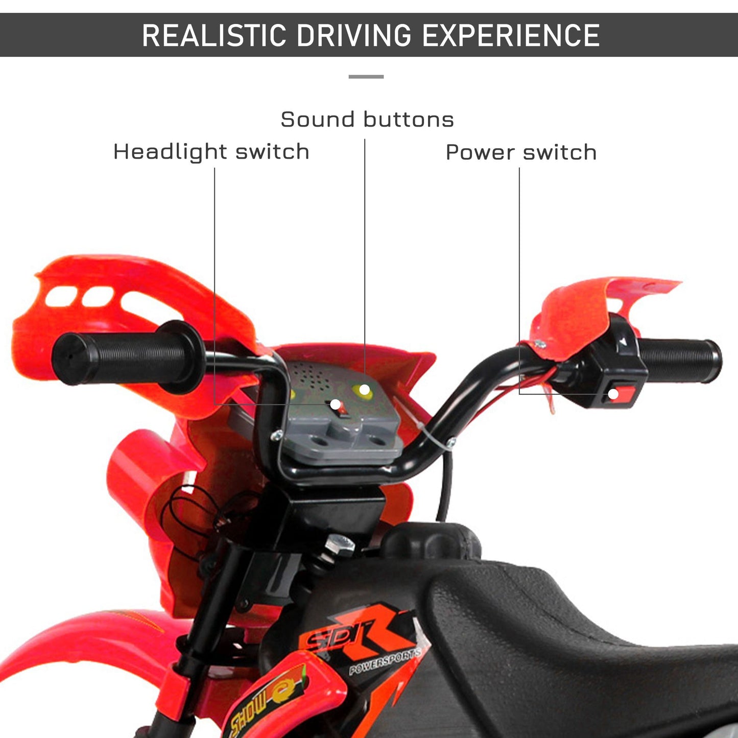 Moto électrique 6 V pour enfants avec roues d'entraînement, à piles, rouge