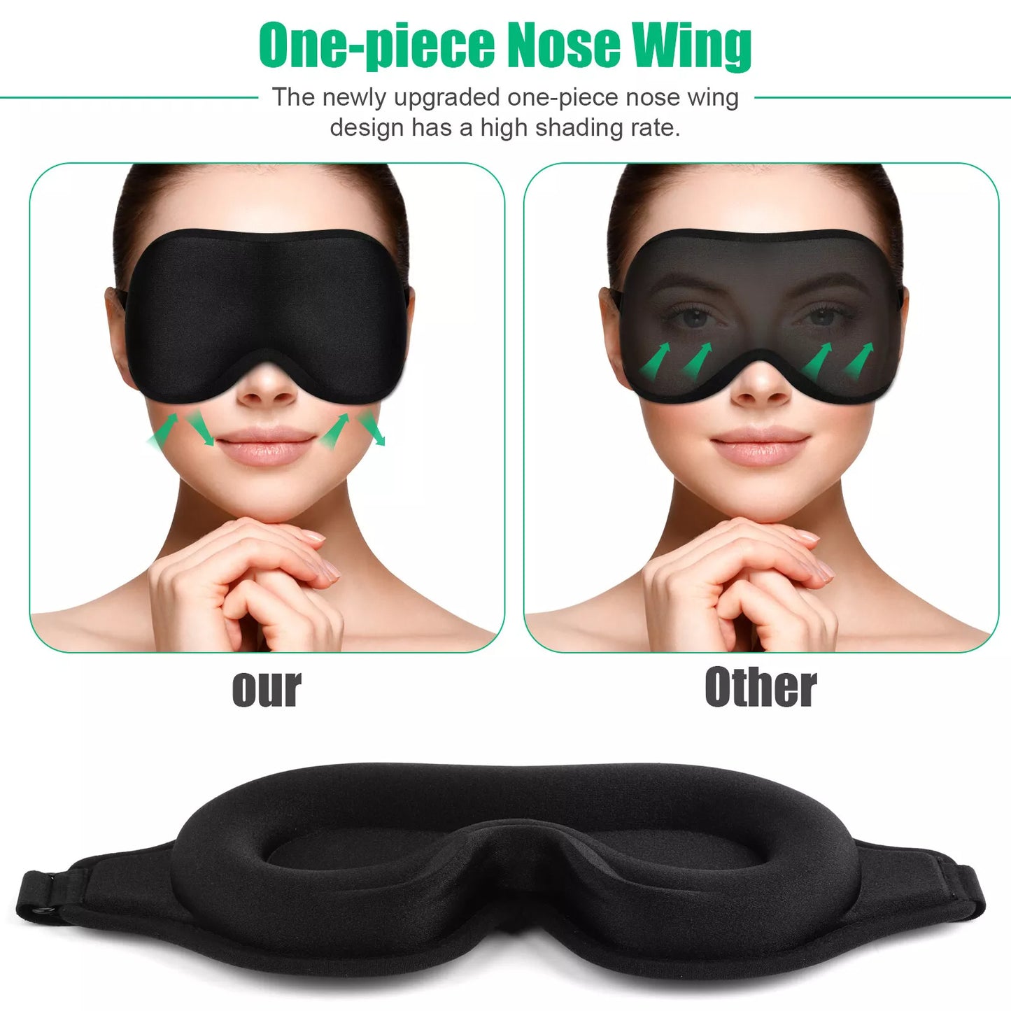 Masque de voyage 3D en soie pour les yeux, doux et rembourré, idéal pour dormir, se détendre, bandeau pour les yeux, pour hommes et femmes