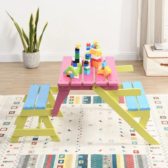 Fauteuil multifonctionnel pour enfant, table et 2 bancs