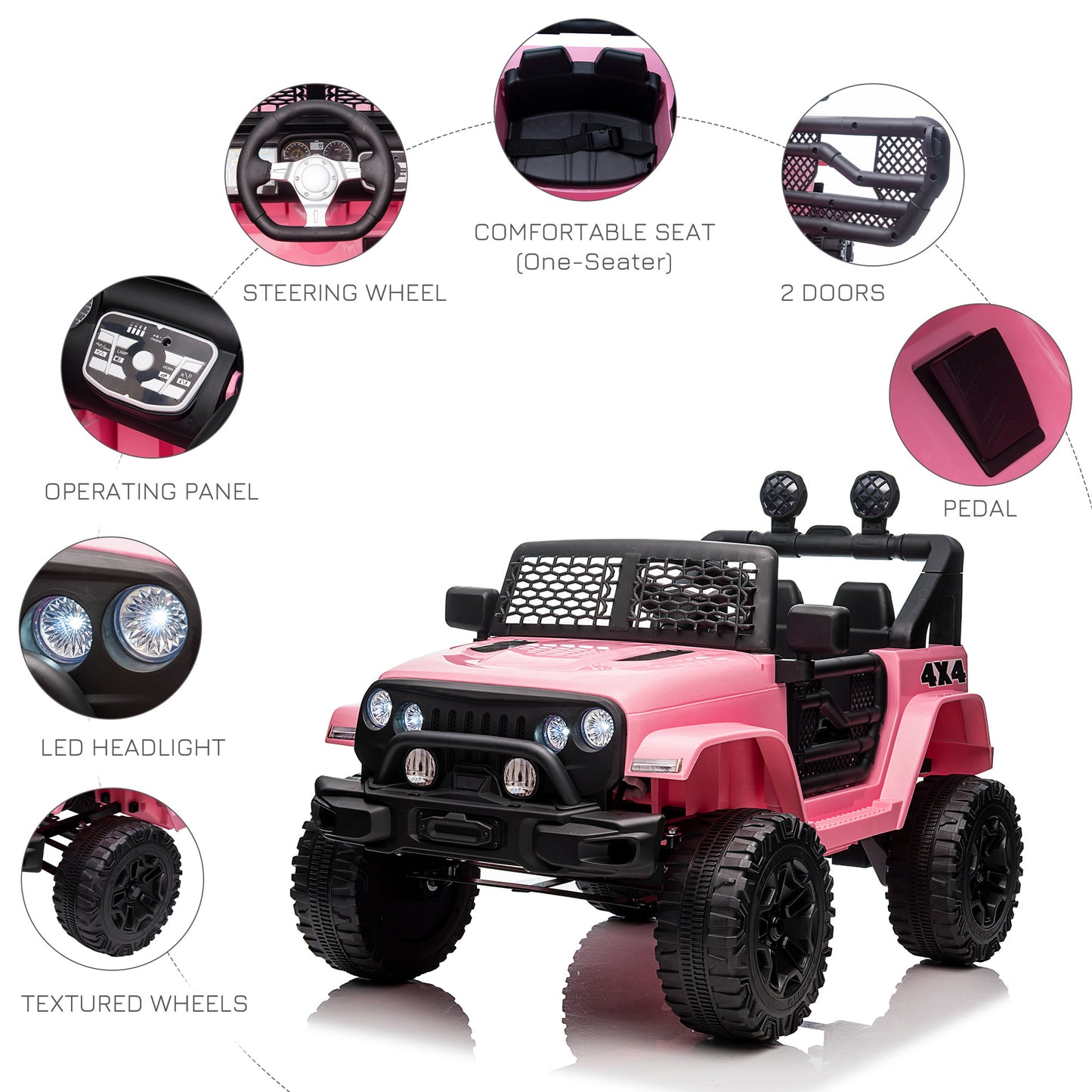 Camion tout-terrain électrique 12 V pour enfants, avec télécommande, musique MP3, vitesse réglable