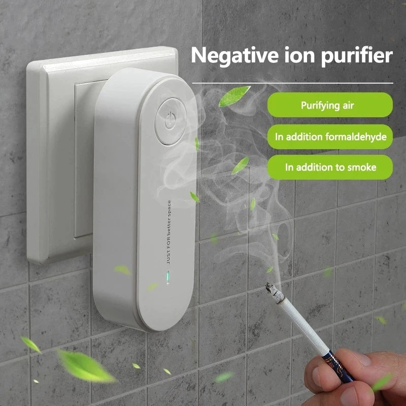 Mini purificateur d'air portable, purificateur d'air à anions, assainisseur d'air, ioniseur, nettoyeur de poussière, éliminateur de fumée de cigarette, déodorant pour toilettes