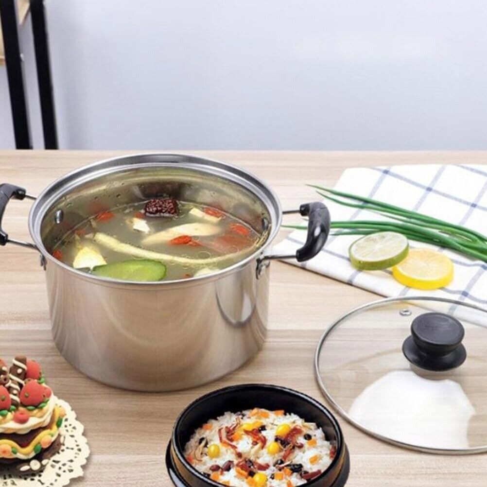 Lot de 5 casseroles en acier inoxydable, compatibles induction, idéales pour la cuisine quotidienne.