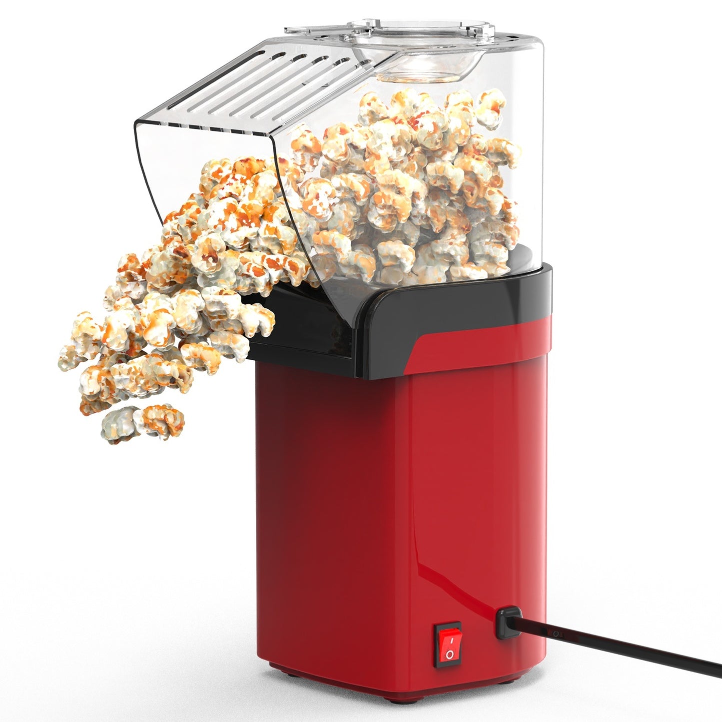 Machine à popcorn à air chaud avec doseur et réchauffe-beurre – 1200W, sans huile, facile à utiliser, capacité 8 tasses – Mini machine à popcorn pour la maison