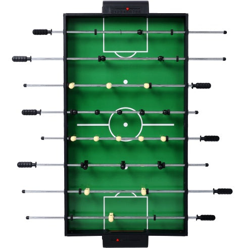 Table multi-jeux 5 en 1 : billard, baby-foot, ping-pong et basket-ball, noir et bleu