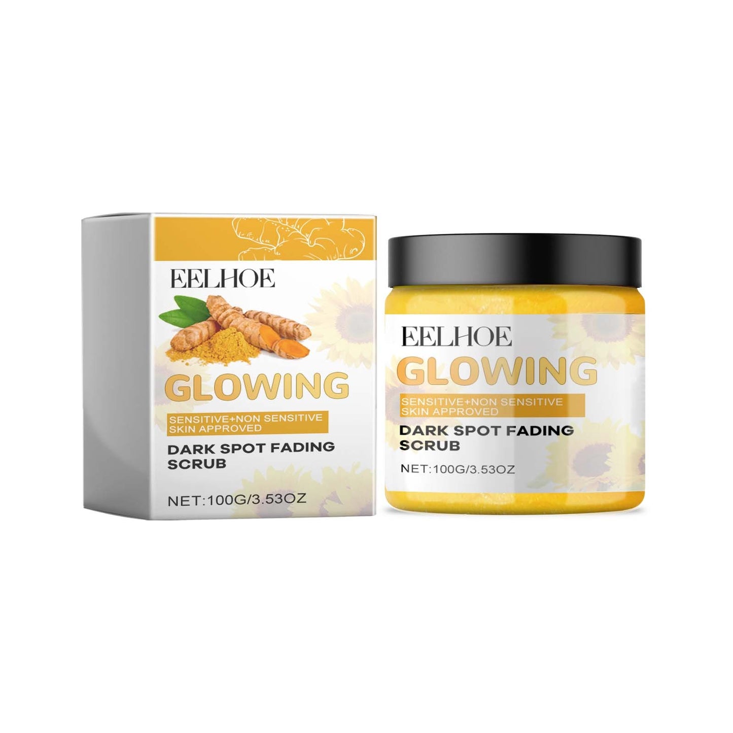 Gommage visage exfoliant au curcuma Eelhoe pour un nettoyage en profondeur des pores délicats et un soin nettoyant beauté