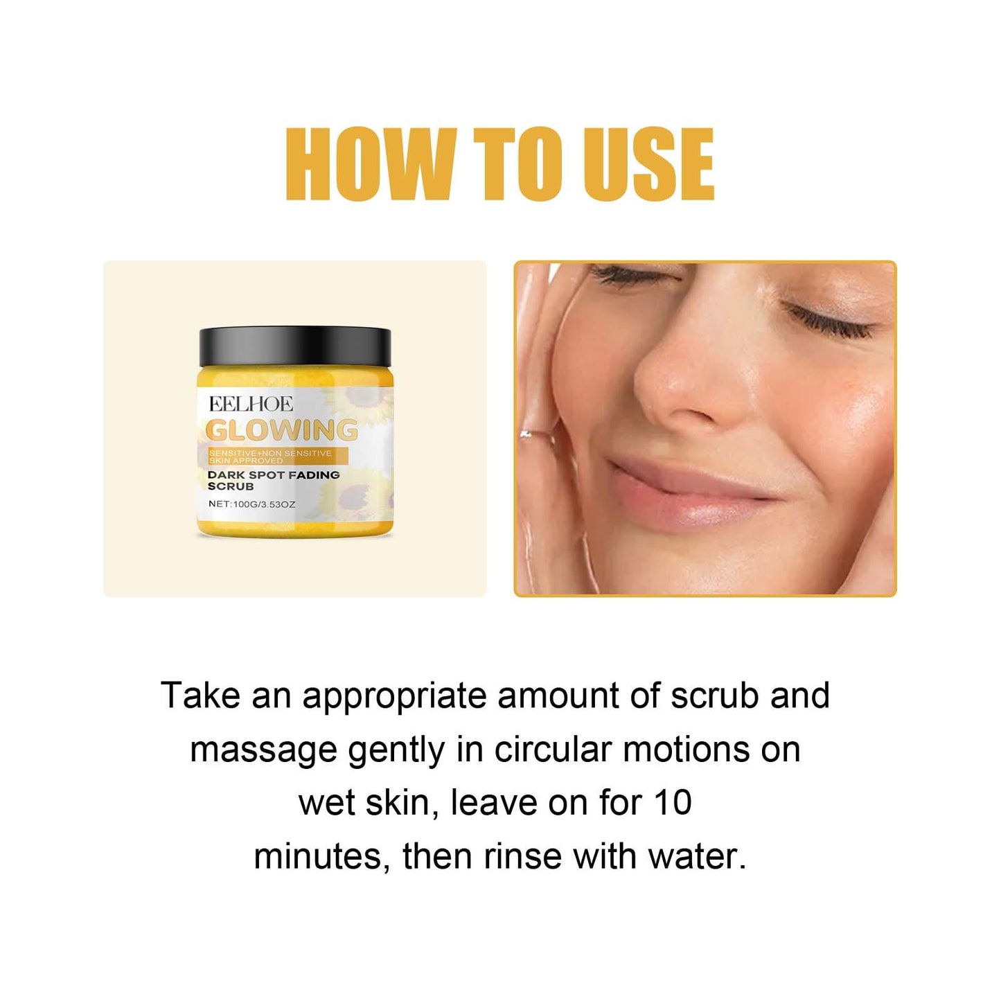 Gommage visage exfoliant au curcuma Eelhoe pour un nettoyage en profondeur des pores délicats et un soin nettoyant beauté