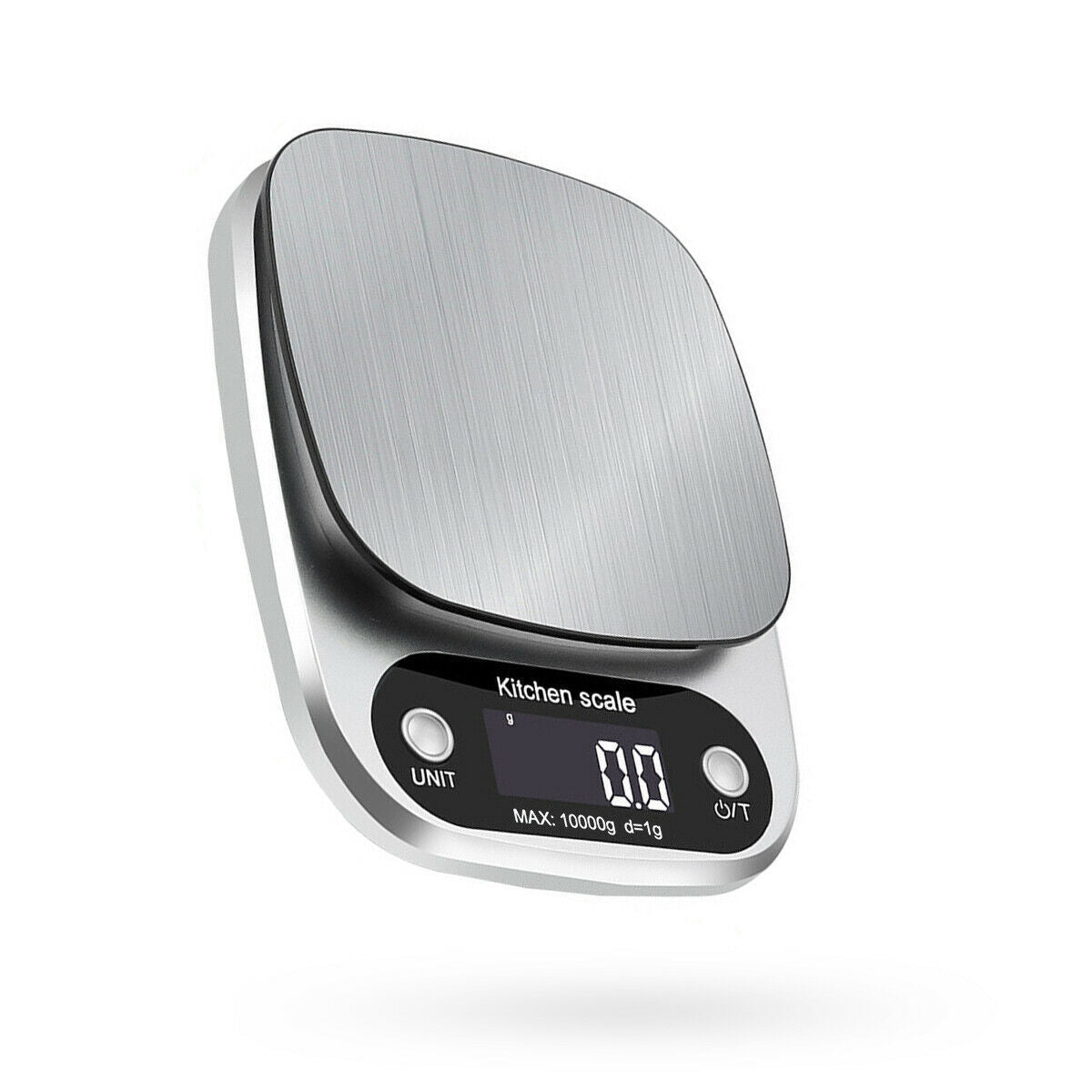 Balance de cuisine numérique multifonction, idéale pour le régime alimentaire, capacité jusqu’à 10 kg (22 lbs) avec une précision de 1 g, plateau en acier inoxydable.