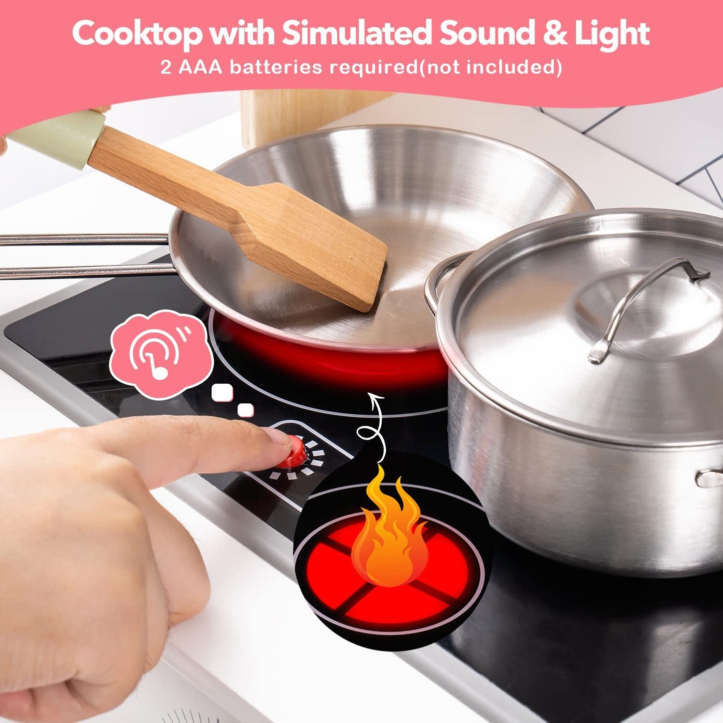 ROBUD 3D Cuisine en bois pour enfants, jouets éducatifs pour tout-petits