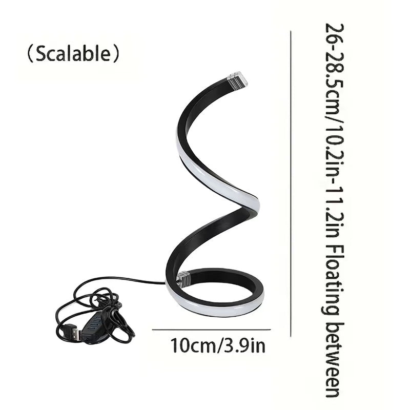Veilleuse LED spirale créative à prise USB, intensité variable, 3 couleurs réglables, pour salon, bureau, table, chambre à coucher, chevet, décoration