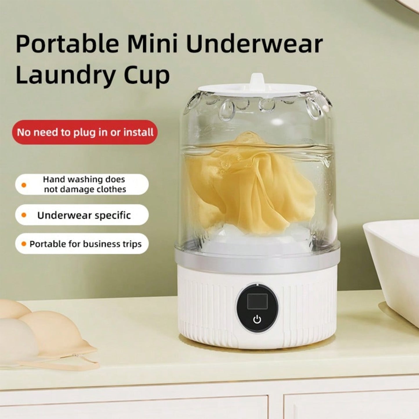 Mini machine à laver portable et pliable, rechargeable USB, idéale en voyage pour vêtements de bébé, sous-vêtements et chaussettes.