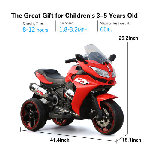 Moto électrique 12 V pour enfants, moto électrique à trois roues, jouets électriques pour enfants, motos à batterie rechargeables à 3 roues