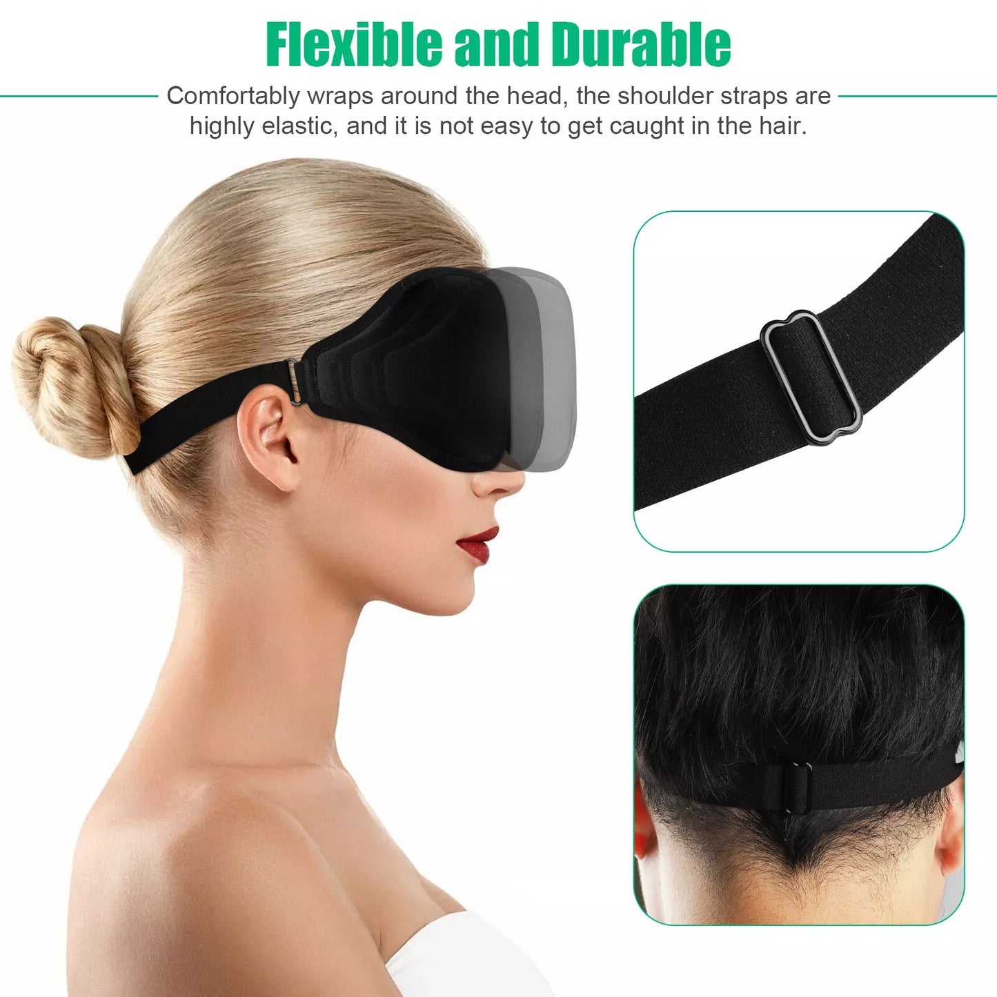 Masque de voyage 3D en soie pour les yeux, doux et rembourré, idéal pour dormir, se détendre, bandeau pour les yeux, pour hommes et femmes