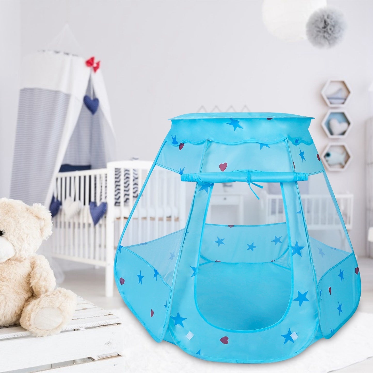 1 tente de jeu pop-up pour enfants, château d'intérieur et d'extérieur, cadeau d'anniversaire pour enfants, sans balles, lumière incluse