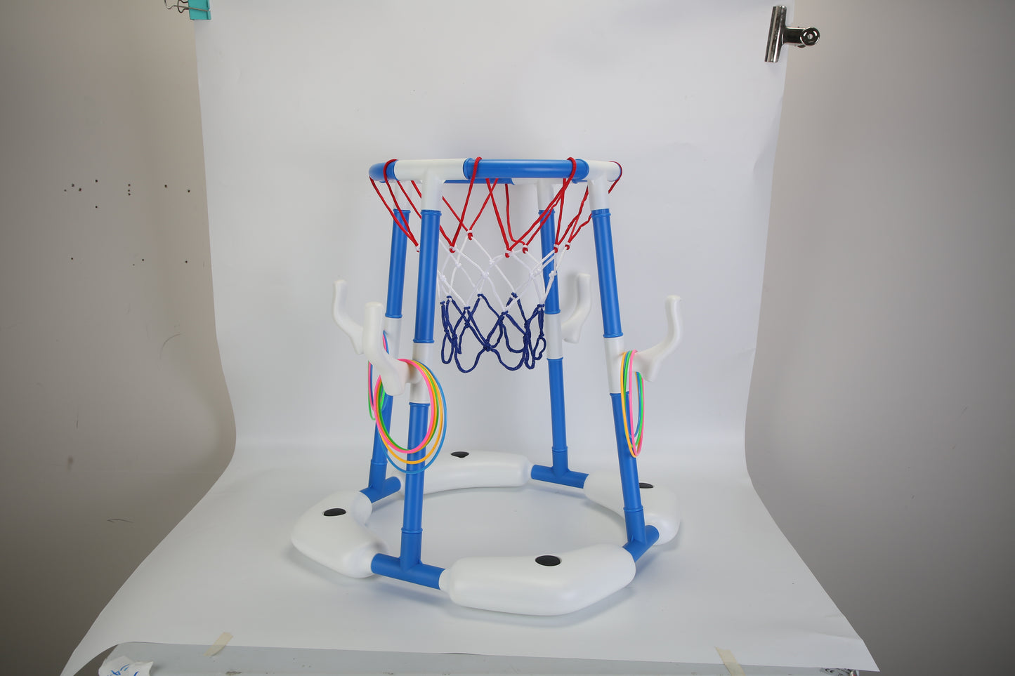 1Set Summer Pool Basketball Hoop Toy Set With 4 Basketballs 4 Circles Floating Swimming Pool Basketball Games Poolside Water Play Toy For 3 To 12Years Old Kids Adults