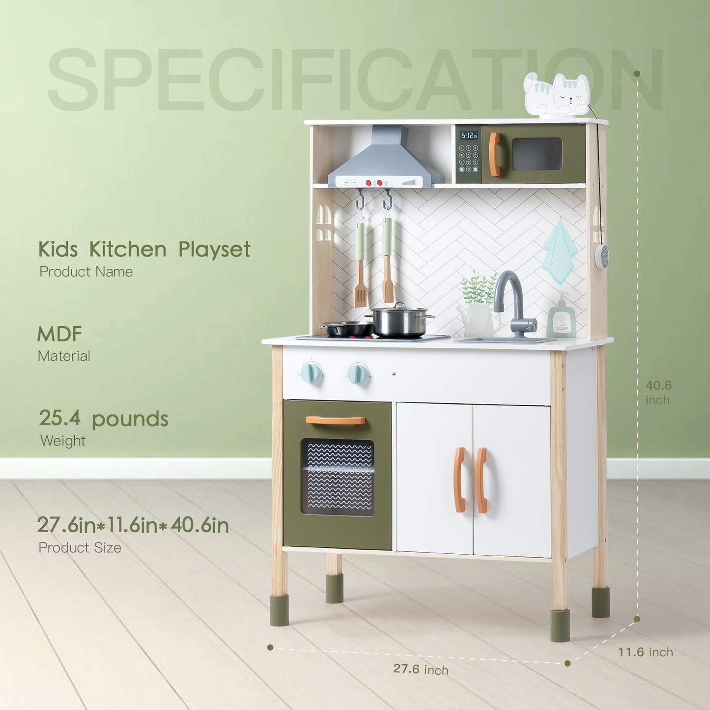 ROBUD 3D Cuisine en bois pour enfants, jouets éducatifs pour tout-petits