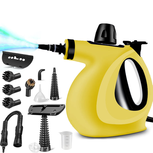 Nettoyeur vapeur portatif multi-surfaces avec 12 accessoires, réservoir intégré, nettoyage naturel à la vapeur.