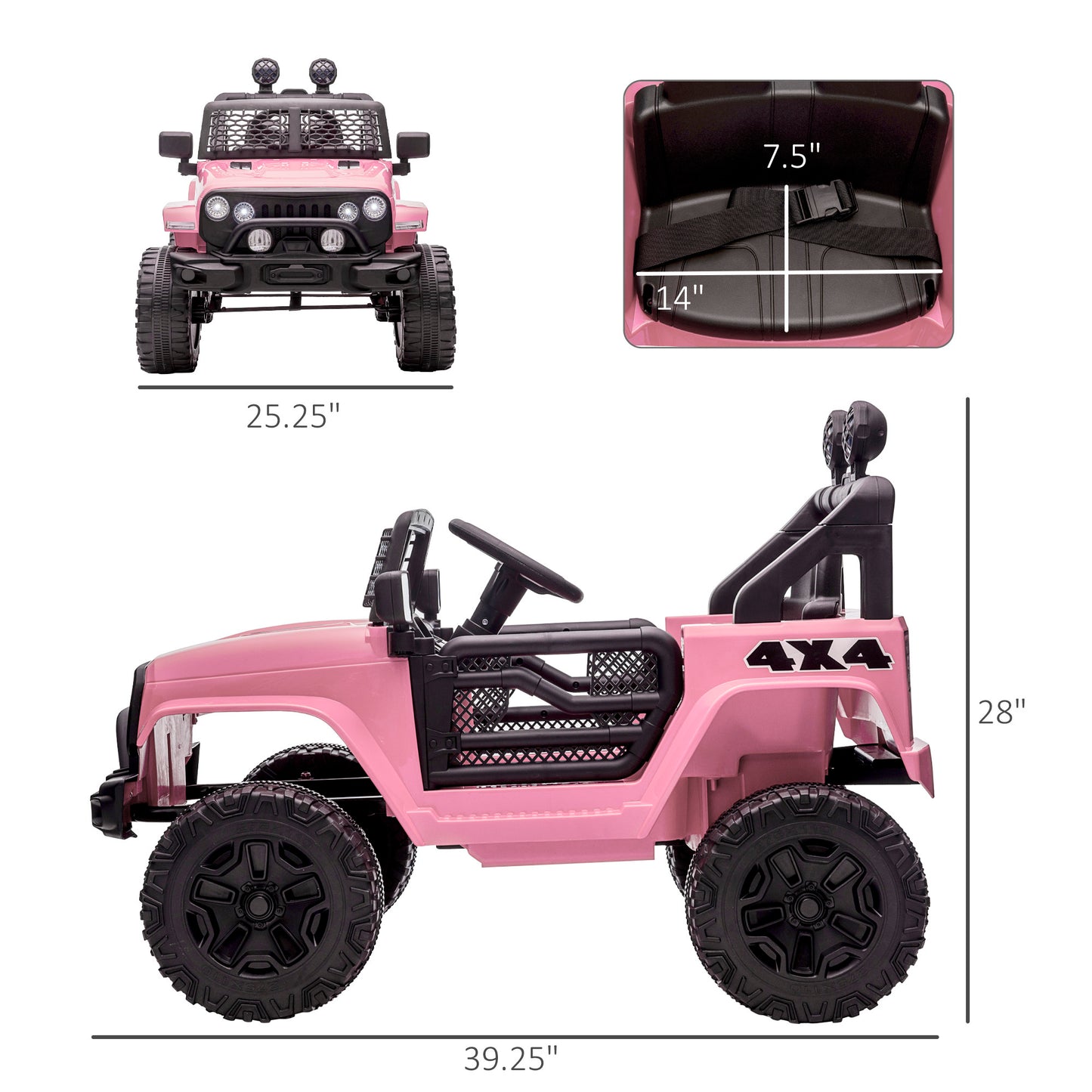Camion tout-terrain électrique 12 V pour enfants, avec télécommande, musique MP3, vitesse réglable