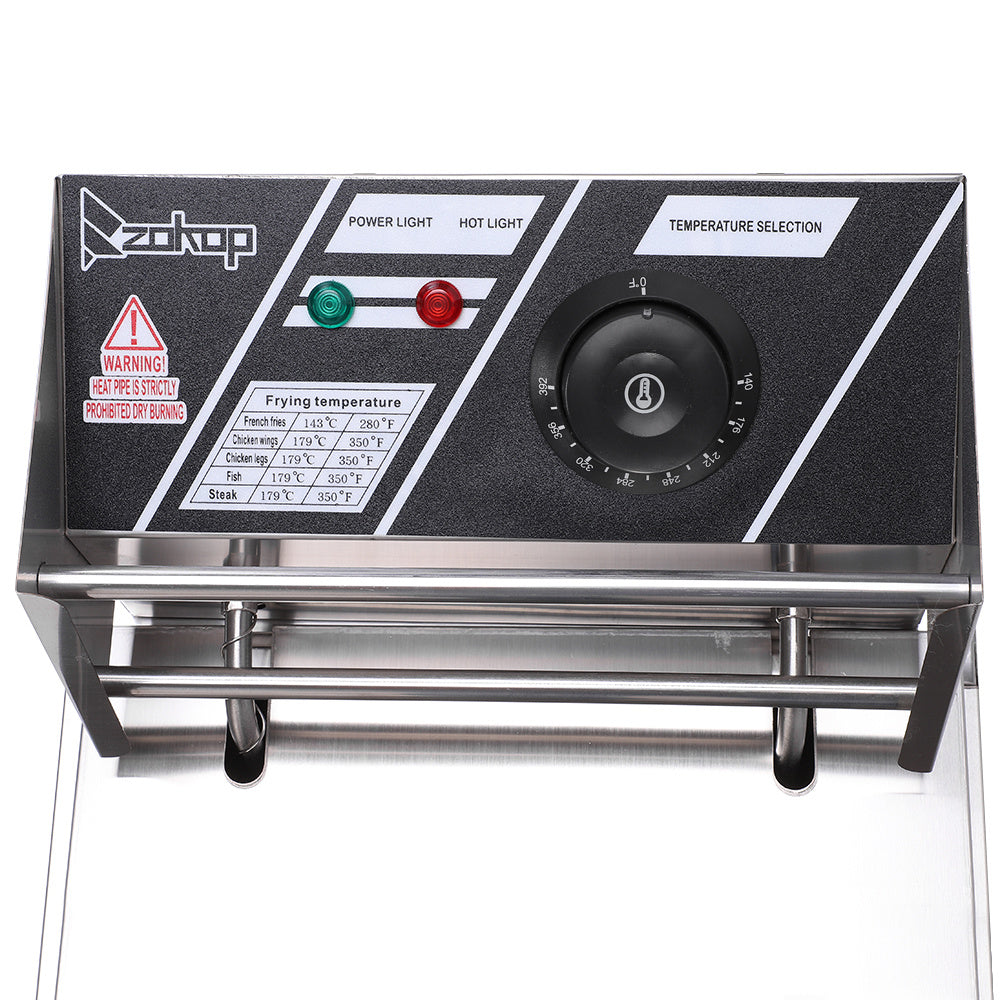 Friteuse électrique en acier inoxydable argenté, cuve simple.