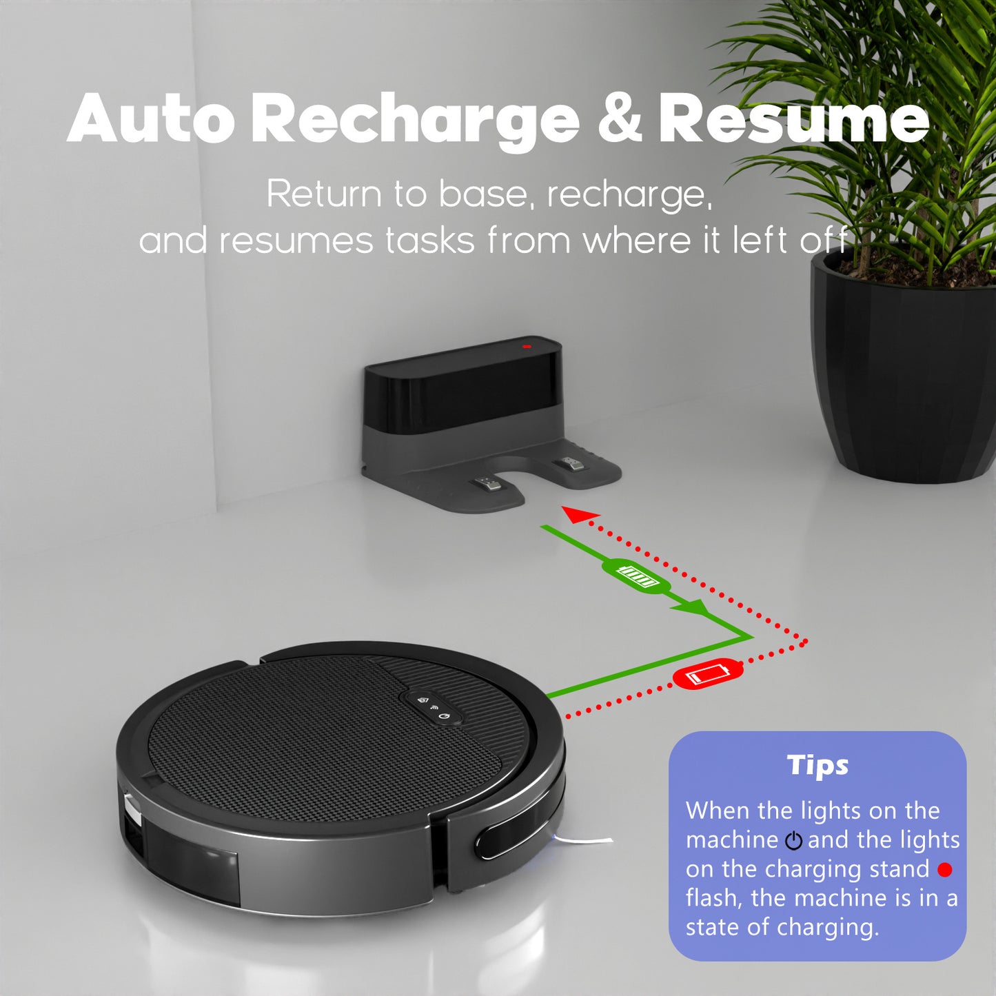 Aspirateur robot 3-en-1 avec fonction lavage, 5000 Pa, autonomie 120 min, auto recharge, ultra-fin, idéal poils d’animaux et sols durs.
