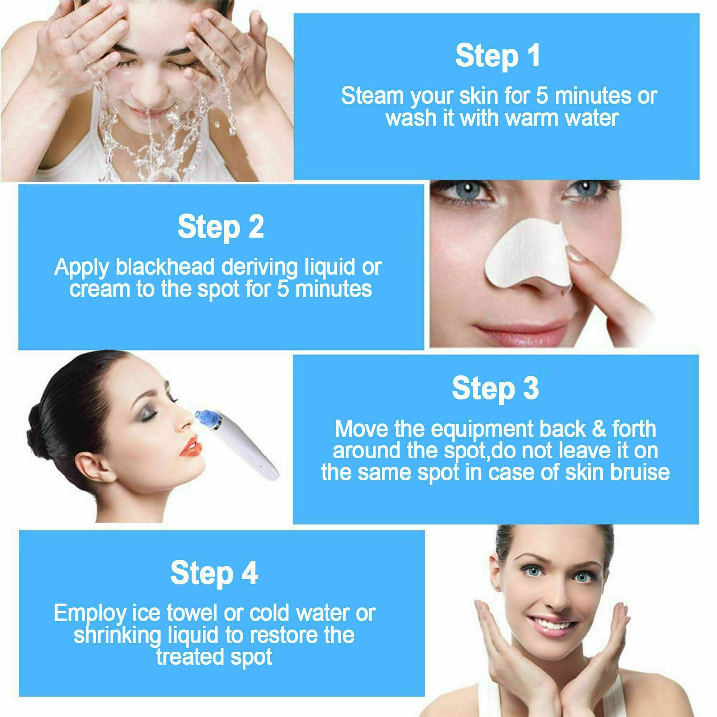 Aspirateur électrique pour points noirs et pores, élimine l'acné et les boutons, outil d'aspiration puissant, élimine les points noirs et les pores, dermabrasion au diamant, nettoyant pour le visage
