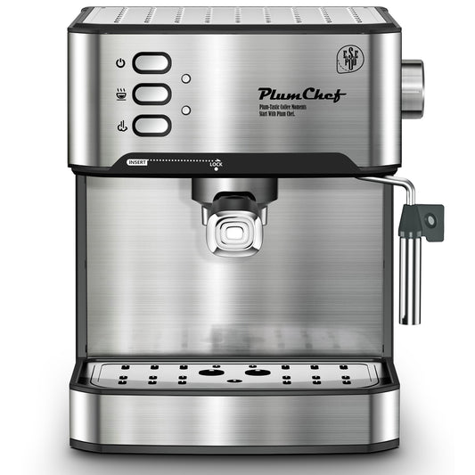 Machine à expresso professionnelle 20 bars avec mousseur à lait, compatible simple et double expresso ainsi que dosettes ESE.