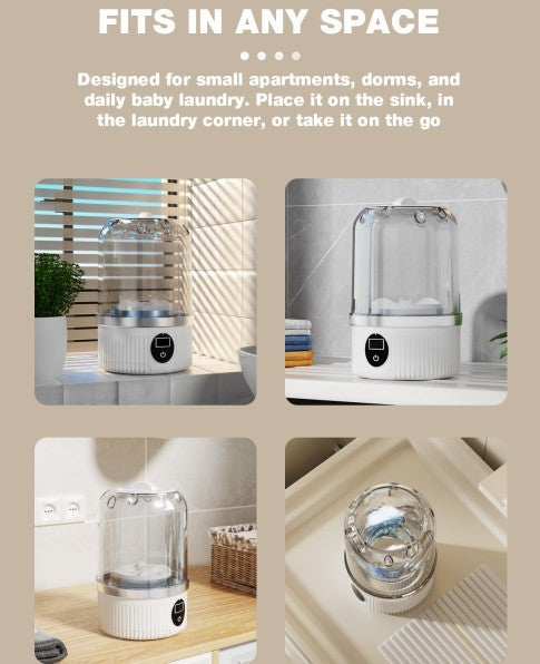 Mini machine à laver portable et pliable, rechargeable USB, idéale en voyage pour vêtements de bébé, sous-vêtements et chaussettes.