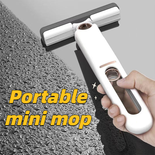 Mini balai-serpillière portable à essorage automatique, ultra absorbant et multifonction pour maison, vitres, cuisine et voiture.