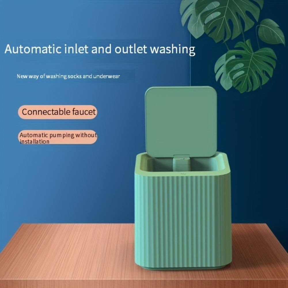 Mini machine à laver automatique, idéale pour vêtements de bébé, sous-vêtements, chaussettes et usage en dortoir.