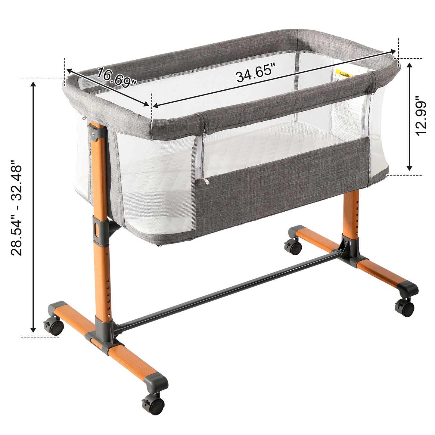 Berceau en tissu cationique crypté 150D, gris, pour bébé