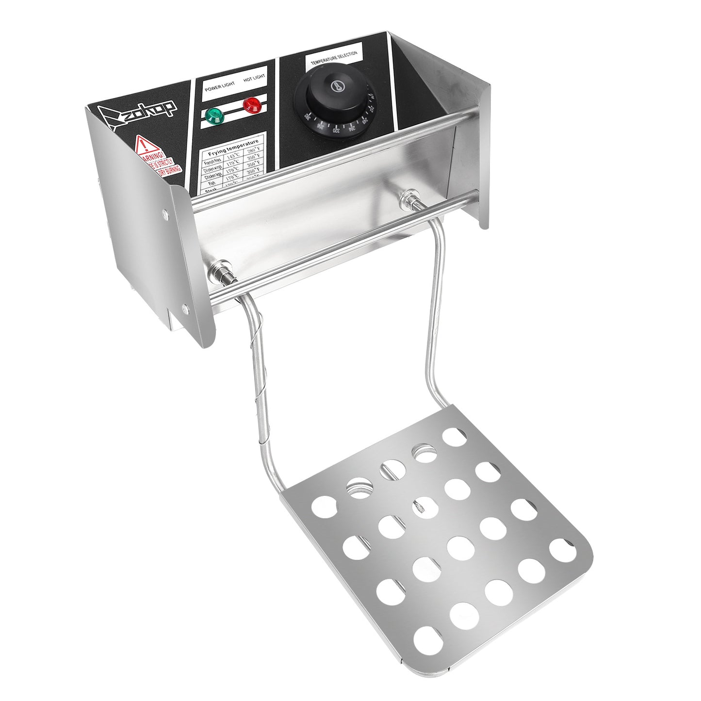 Friteuse électrique en acier inoxydable argenté, cuve simple.