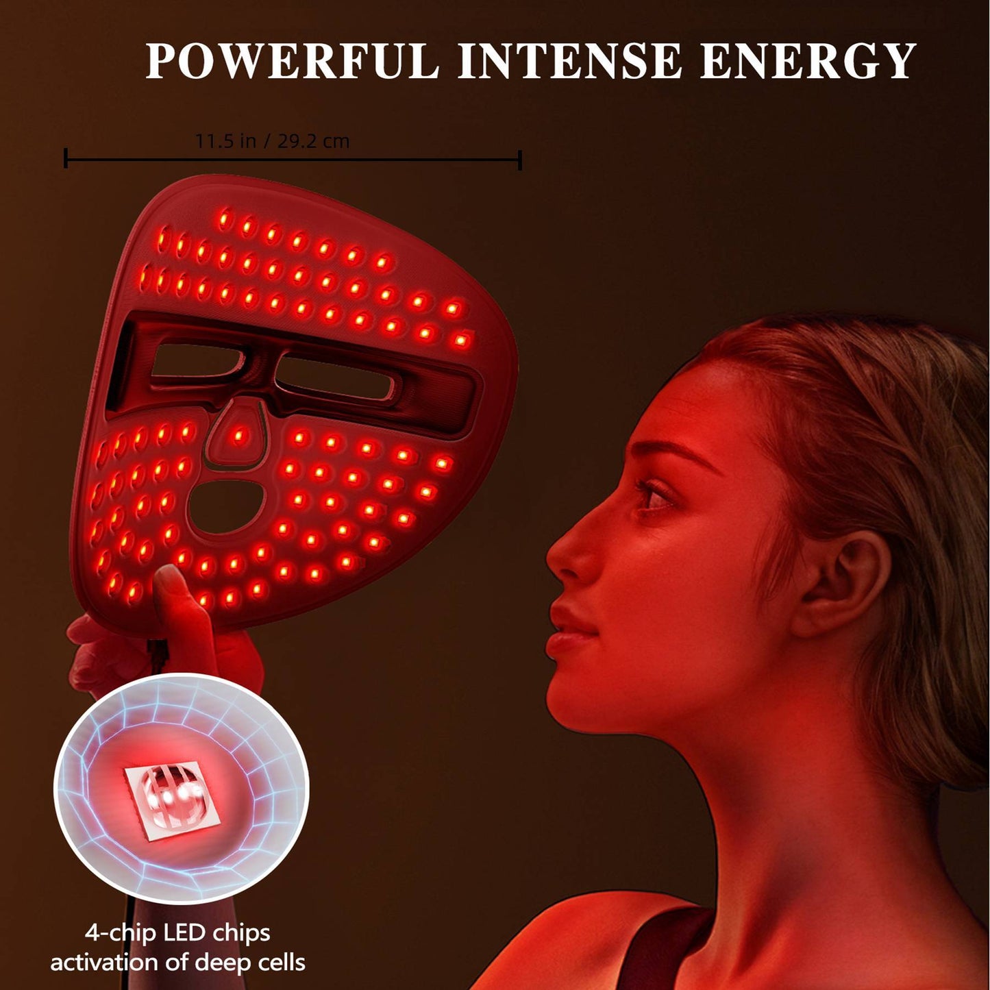 Masque de soin du visage à LED, masque de luminothérapie rouge pour le visage, pour la maison et les voyages