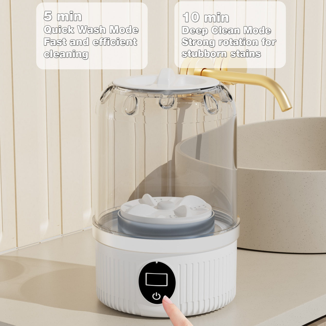 Mini machine à laver portable et pliable, rechargeable USB, idéale en voyage pour vêtements de bébé, sous-vêtements et chaussettes.