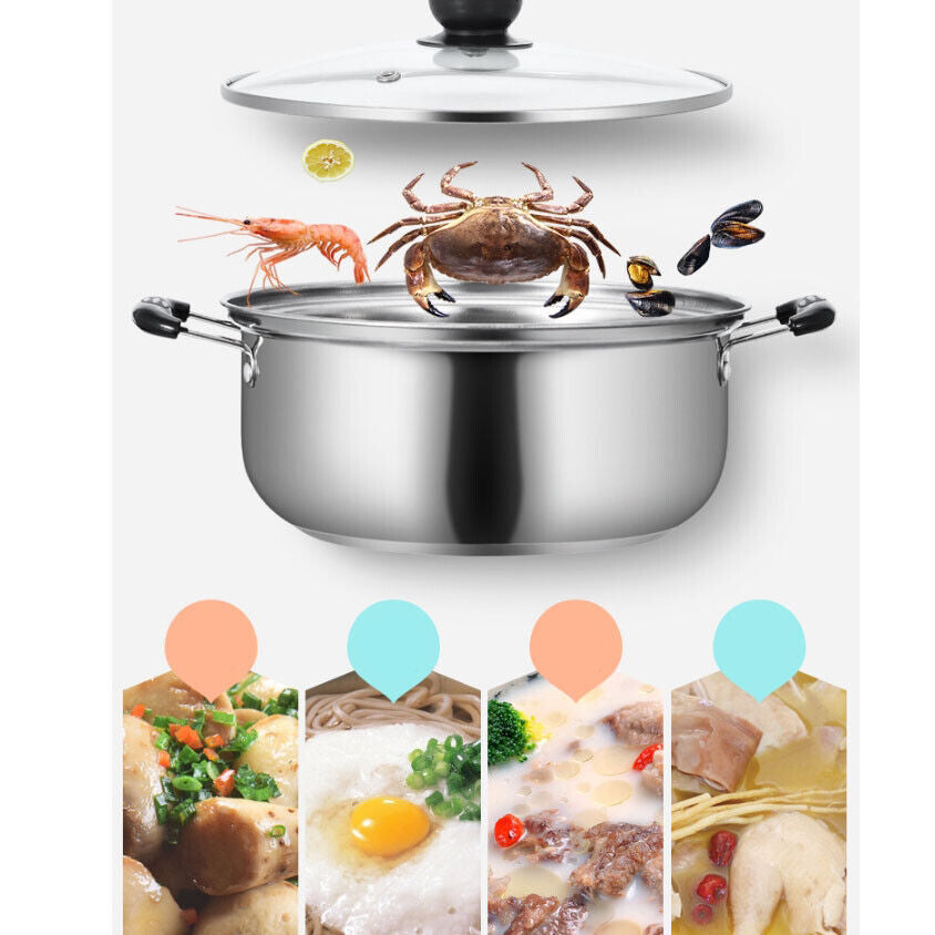 Lot de 5 casseroles en acier inoxydable, compatibles induction, idéales pour la cuisine quotidienne.