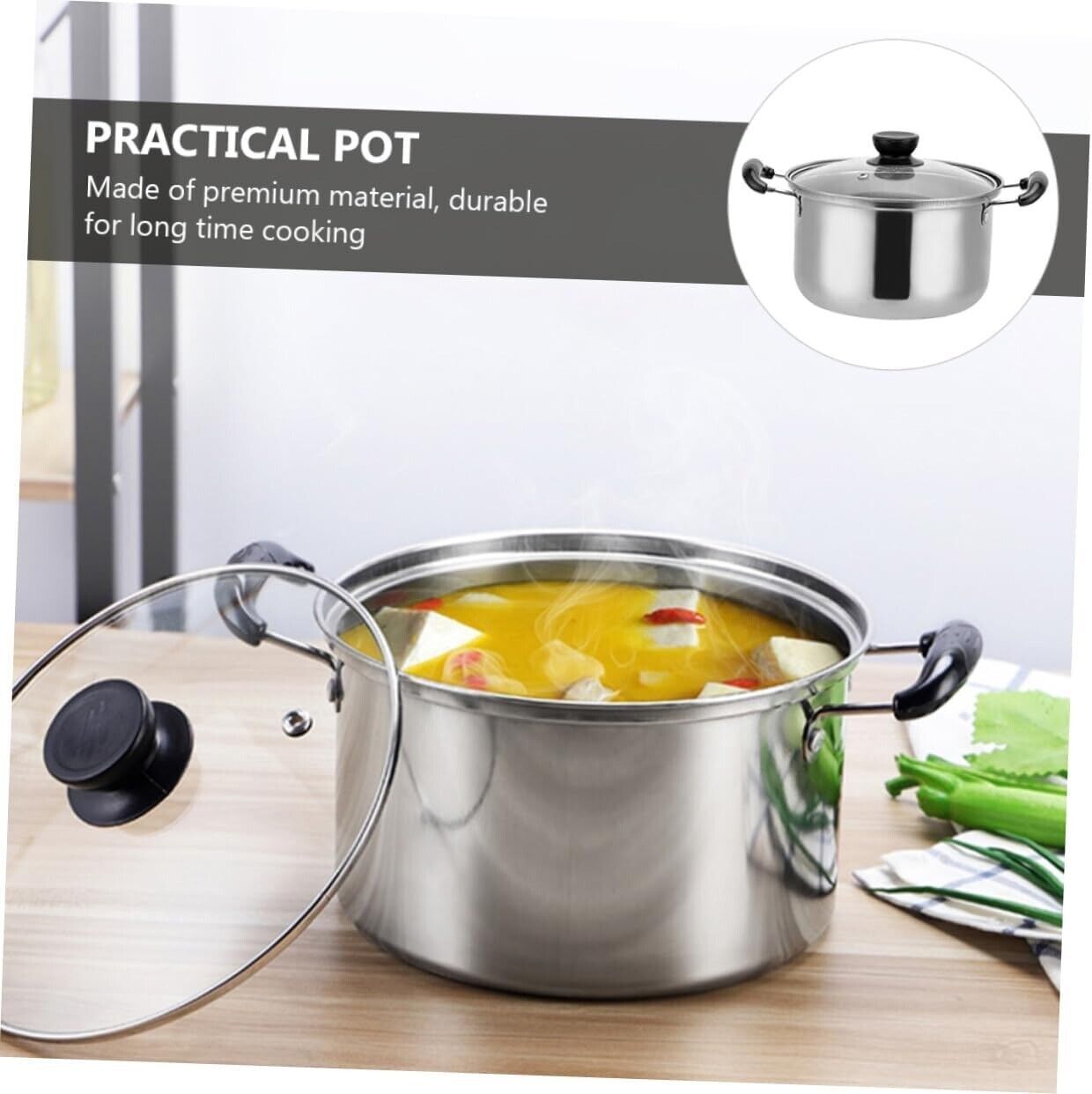 Lot de 5 casseroles en acier inoxydable, compatibles induction, idéales pour la cuisine quotidienne.