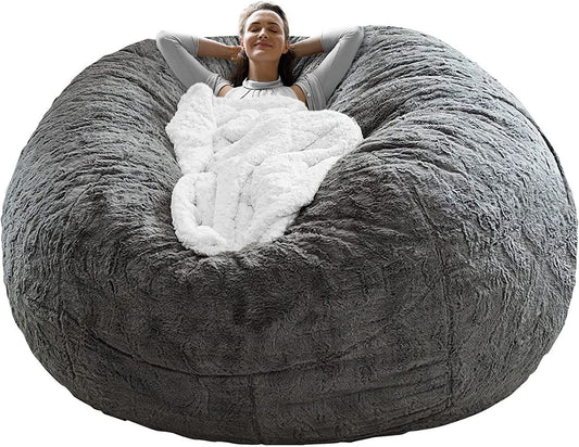 Housse de fauteuil poire : ce n'était qu'une housse, pas un coussin de pouf, grande housse ronde en velours PV doux et moelleux, meubles de salon, housse de canapé-lit paresseux, 1,8 m, gris foncé