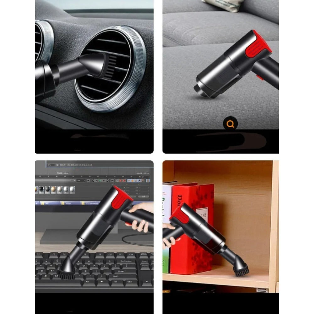 Aspirateur de voiture sans fil, rechargeable en USB, portable et multifonction, idéal pour maison, bureau, voiture ou bureau.