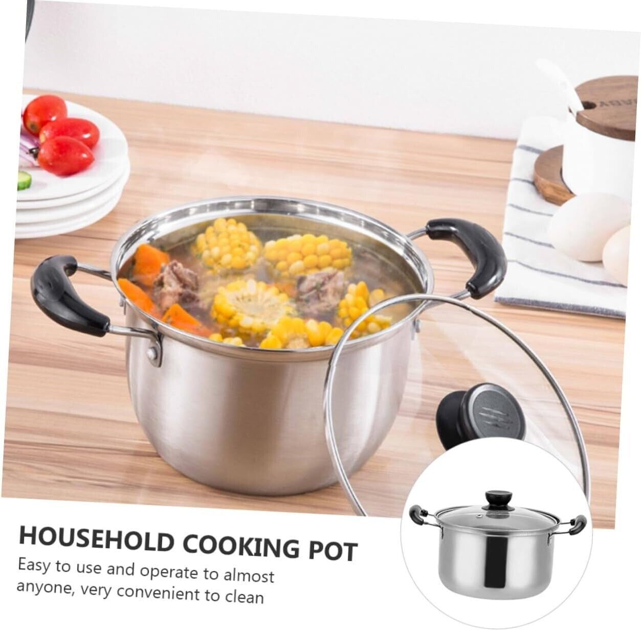 Lot de 5 casseroles en acier inoxydable, compatibles induction, idéales pour la cuisine quotidienne.