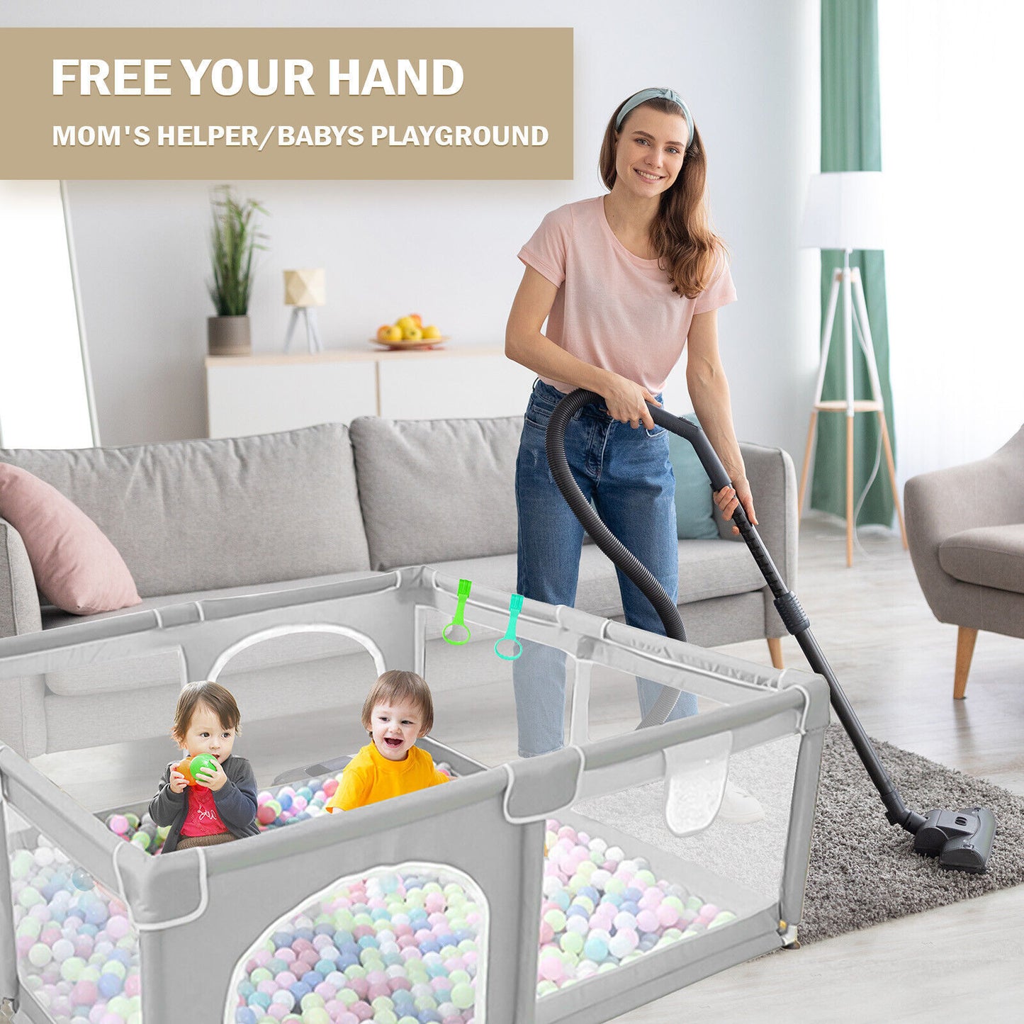 Parc pour bébé avec tapis, centre d'activités intérieur et extérieur, barrière pour bébé, tout-petits et bébés