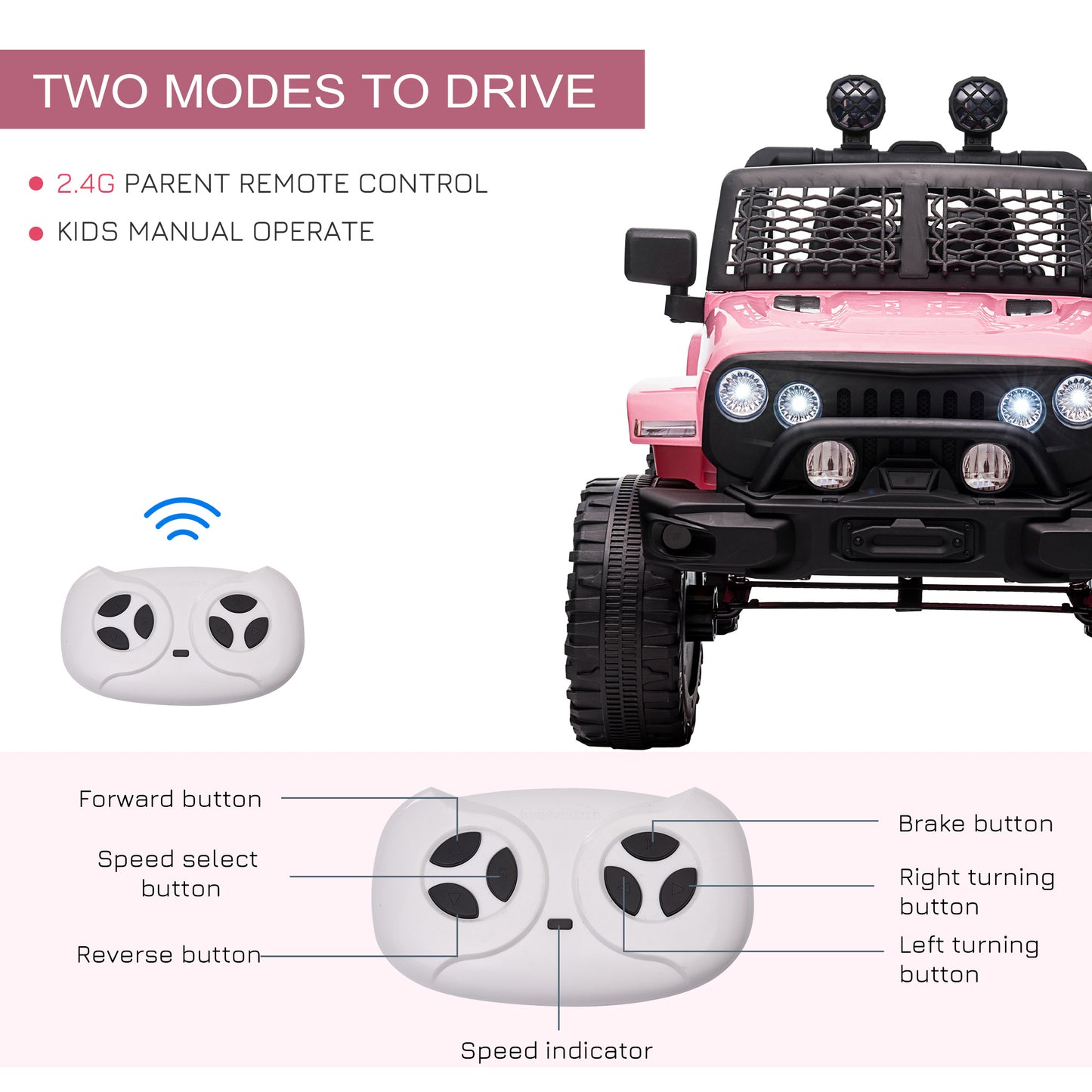 Camion tout-terrain électrique 12 V pour enfants, avec télécommande, musique MP3, vitesse réglable