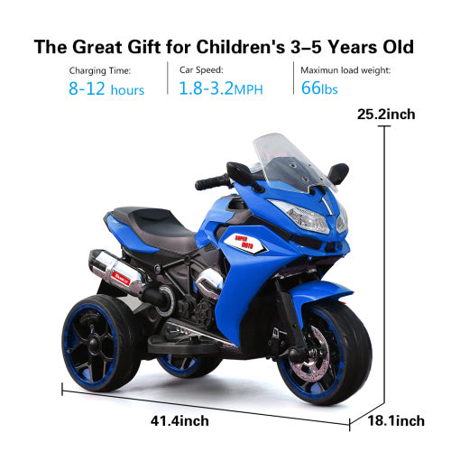 Moto électrique 12 V pour enfants, moto électrique à trois roues, jouets électriques pour enfants, motos à batterie rechargeables à 3 roues