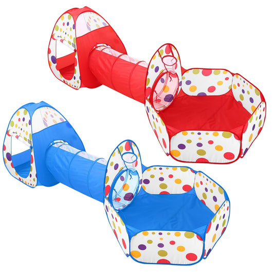 Tente tunnel rampante 3 en 1 pour enfants, tente de jeu avec sac de rangement pour l'intérieur et l'extérieur, balles de voyage non incluses
